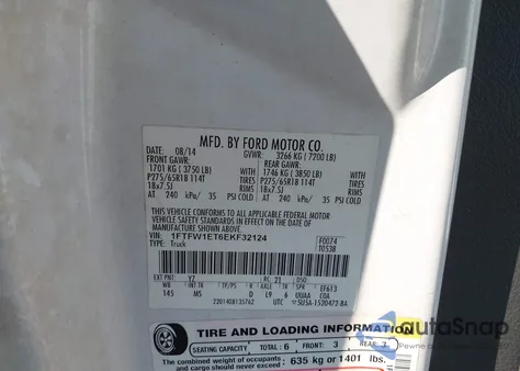 2014 Ford F-150 Xlt from USA, damaged, VIN 1FTFW1ET6EKF32124